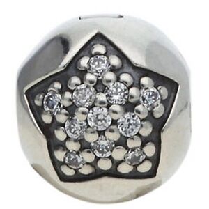 Pandora sterling silver "You're a Star" pavé clip charm clear cubic zirconia
